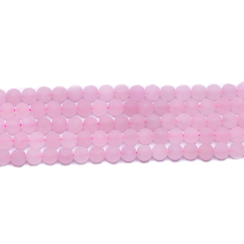 PLTbeads خرز الأحجار الكريمة الطبيعية PLTbeads فضفاض غير لامع تقريبًا 15.5 بوصة لصنع الأساور والقلائد (8 مم، كوارتز وردي غير لامع) - Image 3